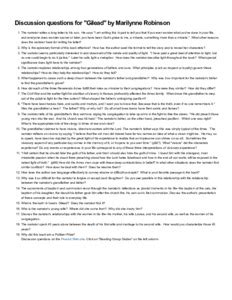 GILEAD by Marilynne Robinson Discussion Questions