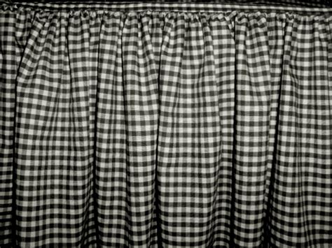 GINGHAM CHECK BEDSKIRT DUST RUFFLE FULL SIZE Black 19.5" …