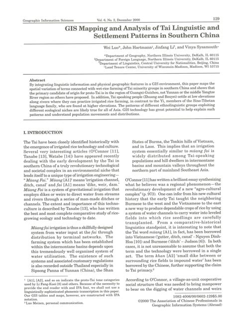 GIS Mapping and Analysis of Tai Linguistic and Settlement Patterns in ... - wintechmobiles.com