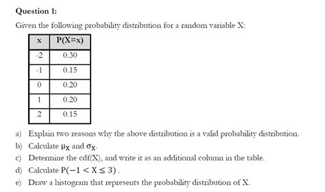 Given the following probability distribution for a random variable X: | .. - wintechmobiles.com