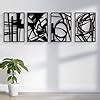 Glamativity Large 4 Pack Black Abstract Metal Wall Art … - balustradellc