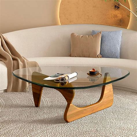 Glass Top Coffee Table with Wood Base, Mid-Century Modern Design … - balustradellc