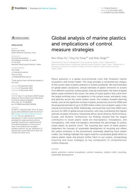 Global analysis of marine plastics and implications of … - raincitystudios.com