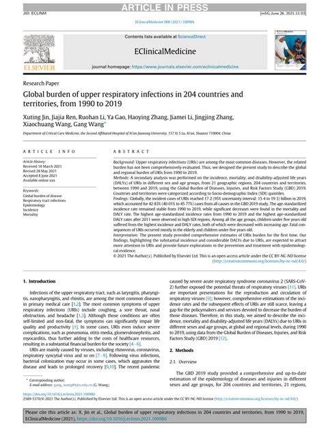 Global burden of upper respiratory infections in 204 countries and ... - muktibox.com