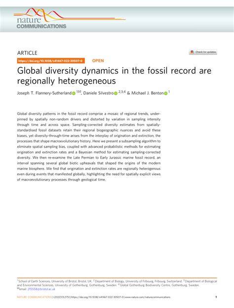 Global diversity dynamics in the fossil record are regionally ... - raincitystudios.com