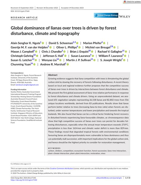 Global dominance of lianas over trees is driven by forest ... - PubMed - muktibox.com