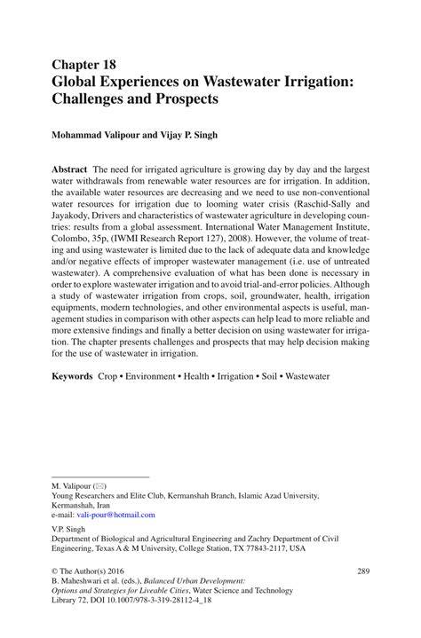 Global Experiences on Wastewater Irrigation: Challenges and - raincitystudios.com