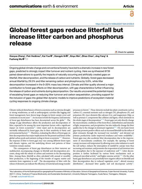 Global forest gaps reduce litterfall but increase litter carbon and ... - raincitystudios.com