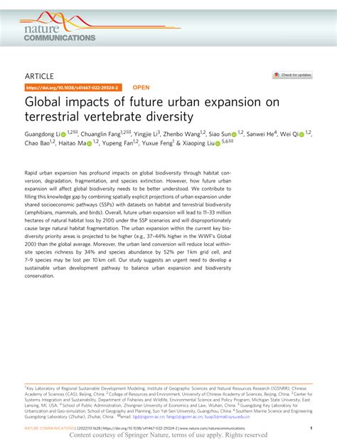 Global impacts of future urban expansion on terrestrial vertebrate ... - raincitystudios.com