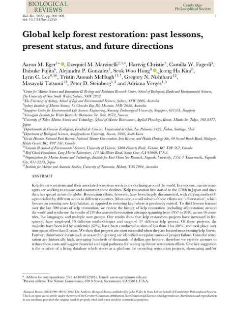 Global kelp forest restoration: past lessons, present … - raincitystudios.com