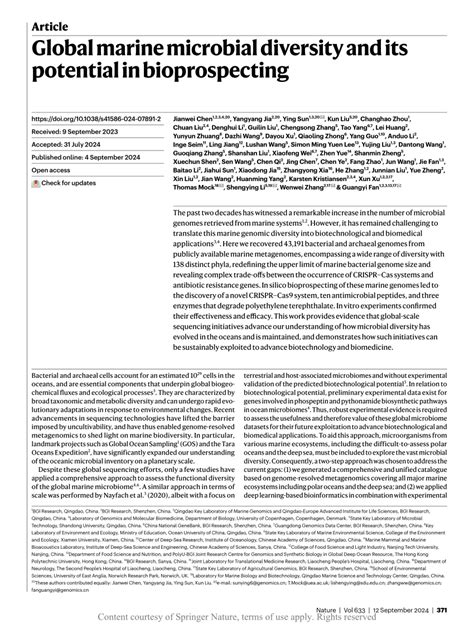 Global marine microbial diversity and its potential in ... - Nature - raincitystudios.com
