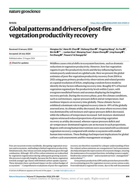 Global patterns and drivers of post-fire vegetation … - raincitystudios.com