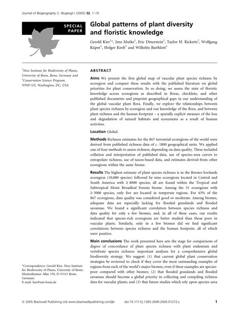 Global Patterns of Plant Diversity and Floristic Knowledge - wintechmobiles.com