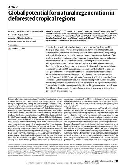 Global potential for natural regeneration in deforested … - raincitystudios.com