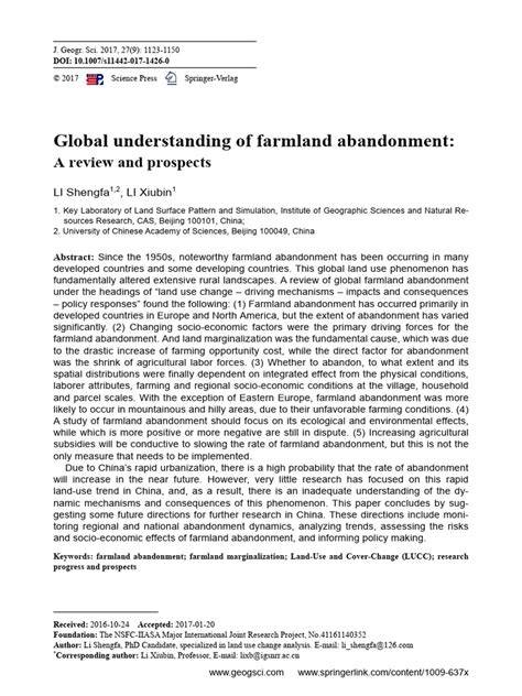 Global understanding of farmland abandonment: A … - raincitystudios.com