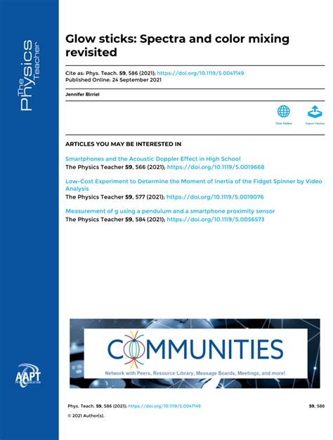 Glow Sticks: Spectra and Color Mixing - AIP Publishing - wintechmobiles.com