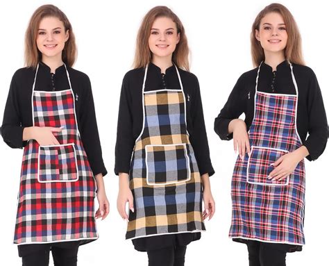 GLUN® Cotton Kitchen Multi Colour Apron with Front Pocket