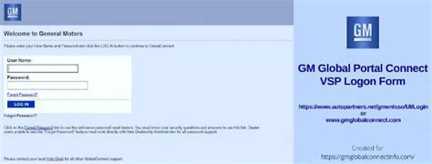 GM GlobalConnect Login VSP Logon Form