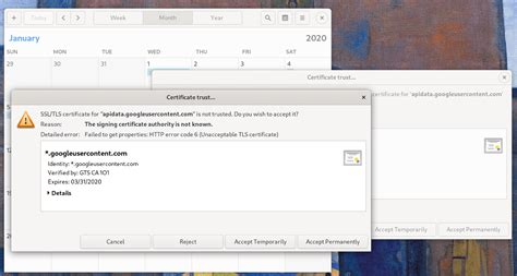 GNOME Online Accounts throwing error connecting to apidata