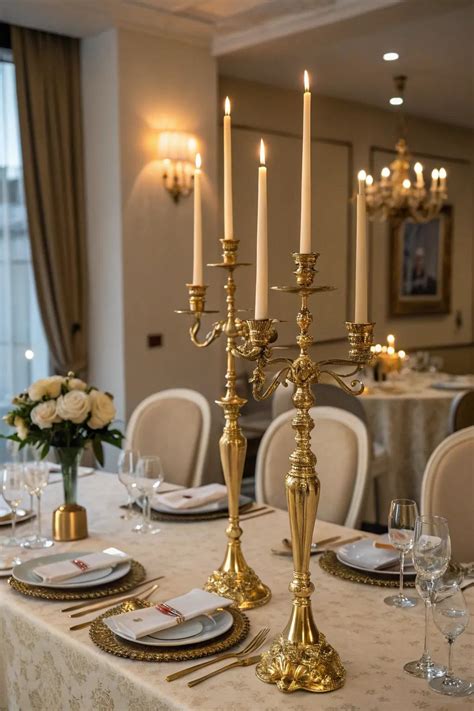 Gold Candelabras Centerpiece - Etsy - balustradellc