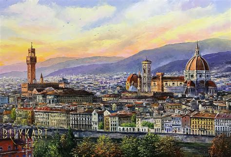 Golden Morning in Florence Oil Painting - Singulart Gallery - balustradellc