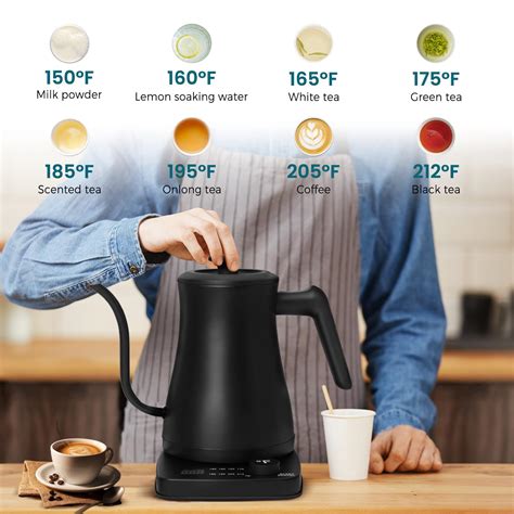Gooseneck Electric Kettle Temperature Control 1L 8 Variable Presets ... - balustradellc