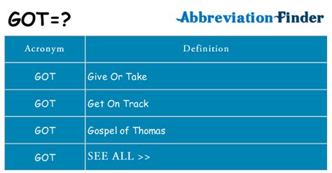 GOT Meanings What Does GOT Stand For? - All Acronyms