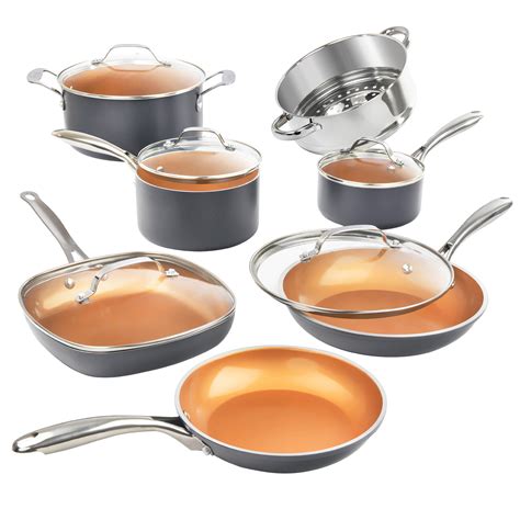 GOTHAM STEEL DIAMOND 12 PIECE COOKWARE SET, Titanium