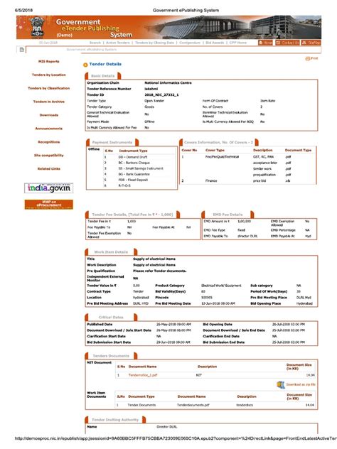 Government ePublishing System - demoeproc.nic.in - balustradellc