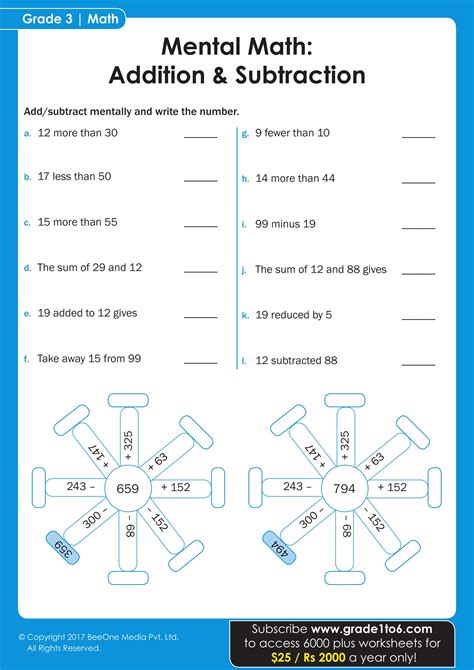 Grade 3 Mental Math Worksheets - cdn.jacksonms.gov - wintechmobiles.com