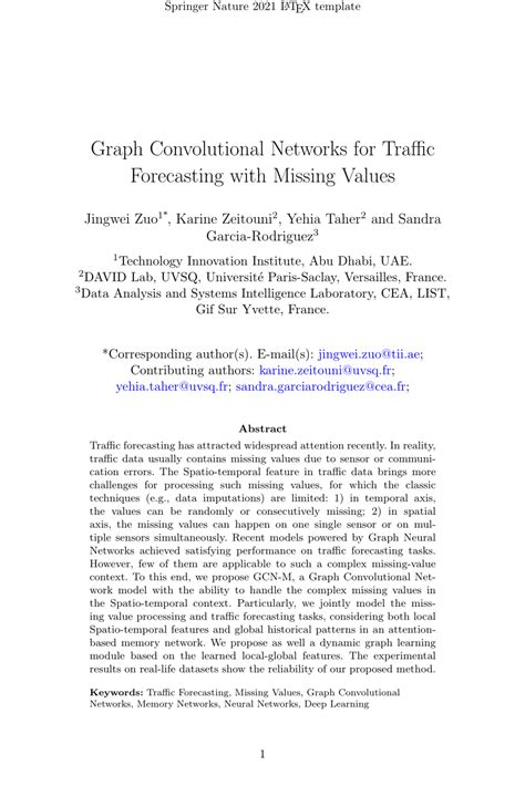 Graph convolutional networks for traffic forecasting with missing ... - coolestguyplanet.net