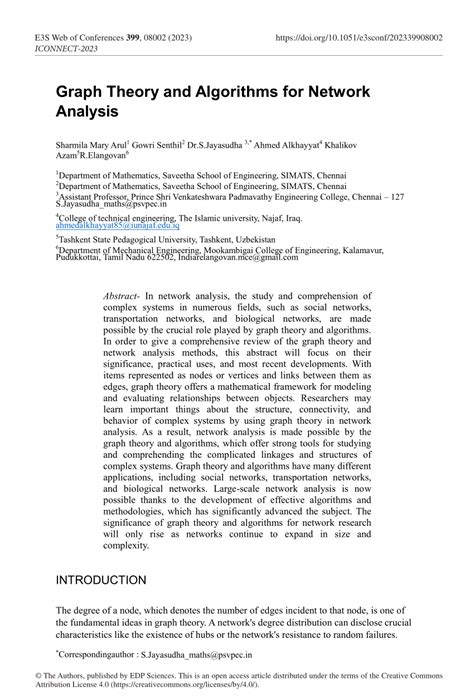 Graph Theory and Algorithms for Network Analysis - coolestguyplanet.net