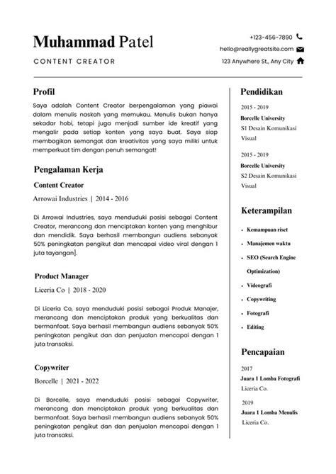 Gratis Contoh CV Minimalis Keren - balustradellc
