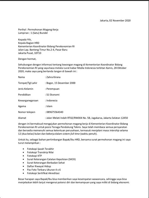 Gratis Download Surat Permohonan Magang - balustradellc