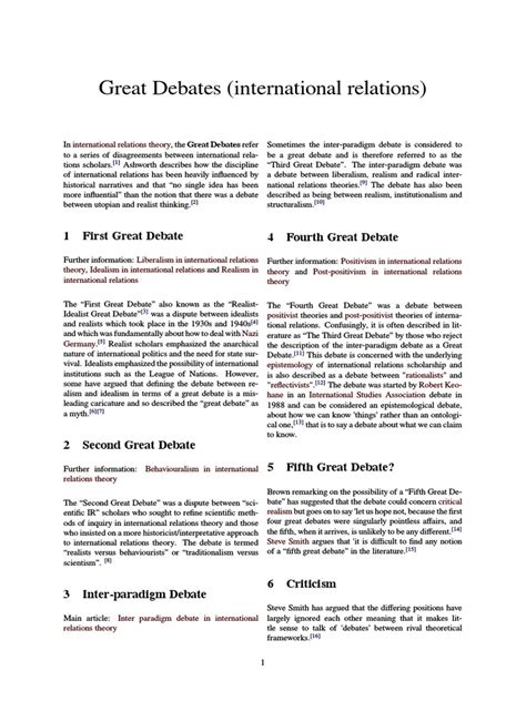 Great Debates (international relations) explained - balustradellc