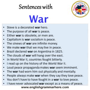 GREAT WAR in a sentence Usage examples