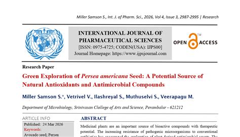 Green Exploration of Persea americana Seed: A Potential Source of ... - raincitystudios.com