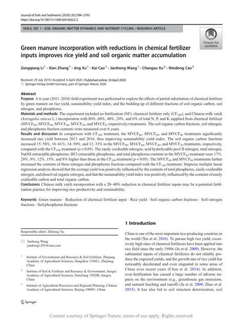Green manure incorporation with reductions in chemical fertilizer ... - raincitystudios.com
