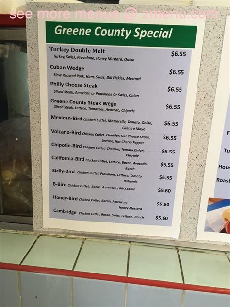 GREENE COUNTY DELI, Sleepy Hollow - Menu, Prices