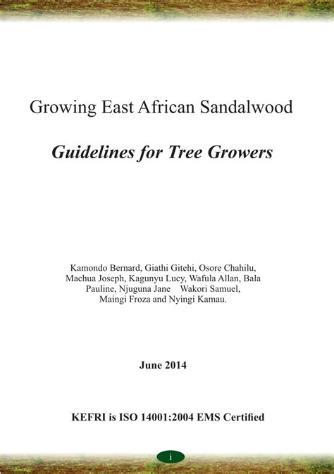 Growing East African Sandalwood Guidelines for Tree … - raincitystudios.com