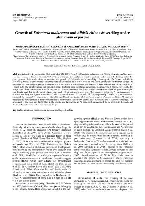 Growth of Falcataria moluccana and Albizia chinensis seedling under ... - raincitystudios.com