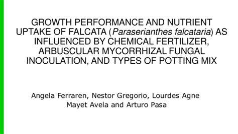 GROWTH PERFORMANCE AND NUTRIENT UPTAKE OF FALCATA (Paraserianthes ... - raincitystudios.com