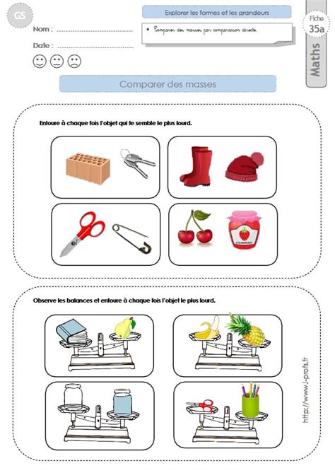 GS: EXERCICES MATHEMATIQUES Comparer des masses en …