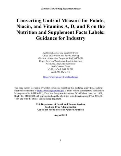 Guidance for Industry: Converting Units of Measure for … - wintechmobiles.com