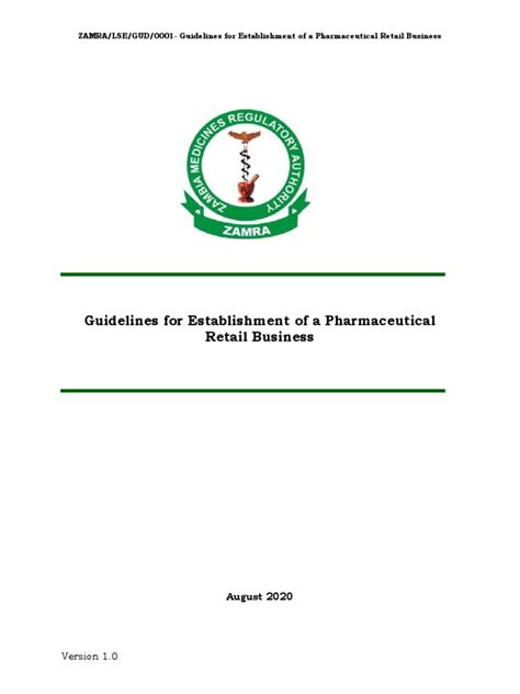 Guidelines for Establishment of a Pharmaceutical Retail ... - balustradellc