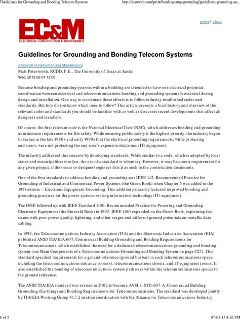 Guidelines for Grounding and Bonding Telecom Systems - wintechmobiles.com