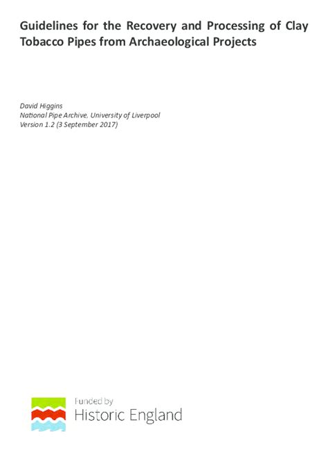 Guidelines for the Recovery and Processing of Clay Tobacco Pipes … - wintechmobiles.com