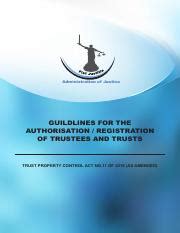 GUILDLINES FOR THE AUTHORISATION / REGISTRATION OF TRUSTEES AND TRUSTS