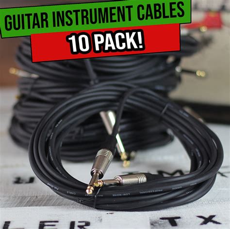 Guitar Cables (10 Pack) Instrument Cord by FAT TOAD - 24 AWG Patch ... - balustradellc
