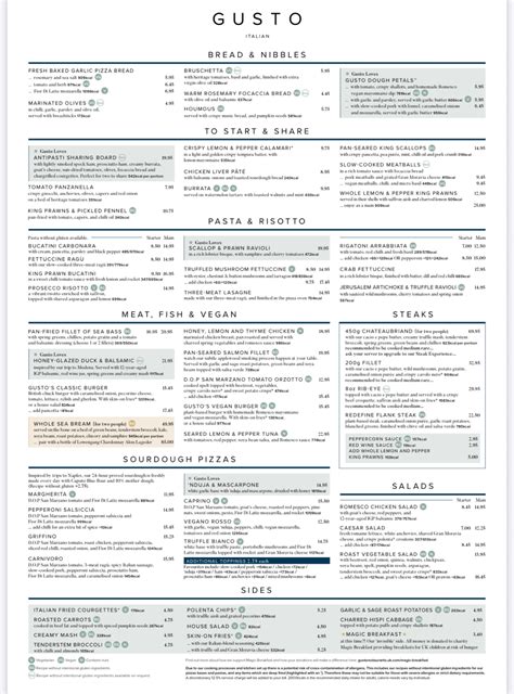 GUSTO, Birmingham - Ladywood - Menu, Prices